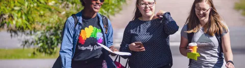 LUT University students walking at campus in the summer