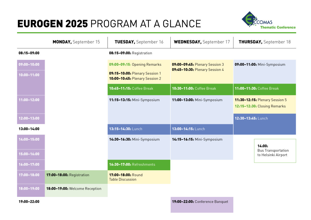 EUROGEN 2025 Program at a glance